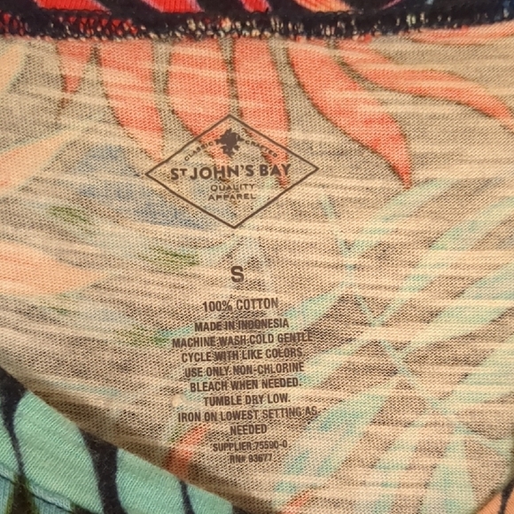 St. John's Bay Sleeveless Multicolor tropical Cotton dress - Picture 3 of 7